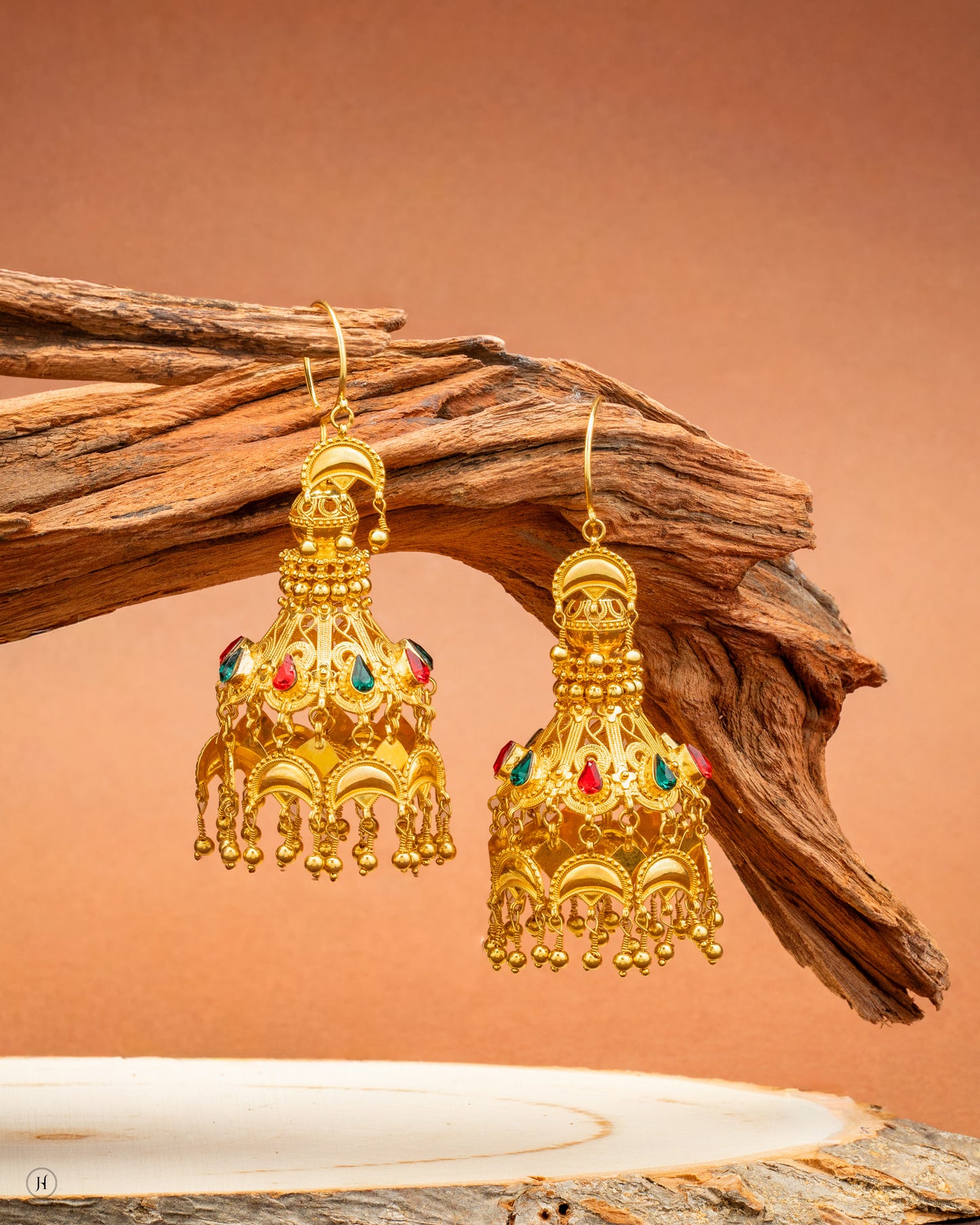 21Karat Yellow Gold Bahraini Dome Design Earrings