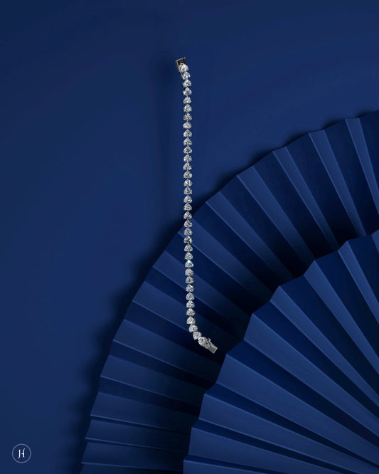 18K White gold Lab Grown Diamond Heart Tennis Bracelet