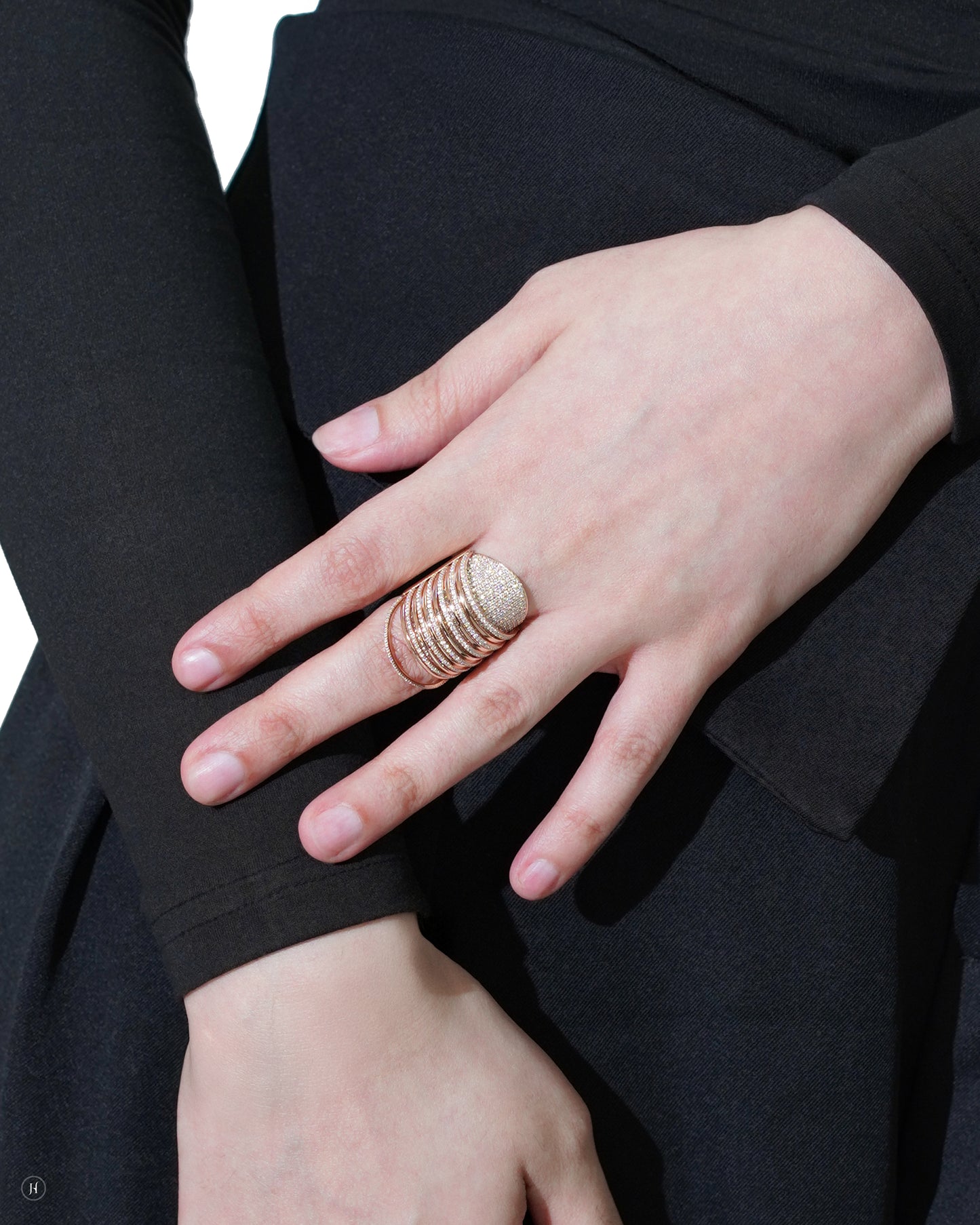 18Karat Rose Gold Italian Layered Spiral Swing Statement Ring | Ring Price for Ladies in UAE
