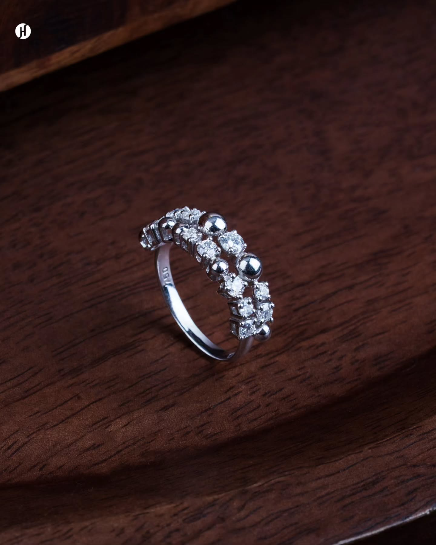 18Karat White Gold Italian Moissanite Halo ring Set | Party wear Jewellery for Women