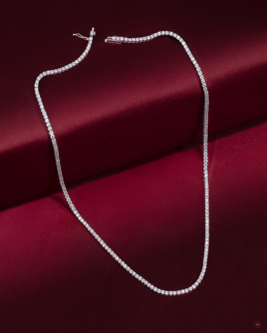 18Karat White Gold Lab Grown Diamond Round 6.64 crt Tennis Necklace for ladies in Dubai