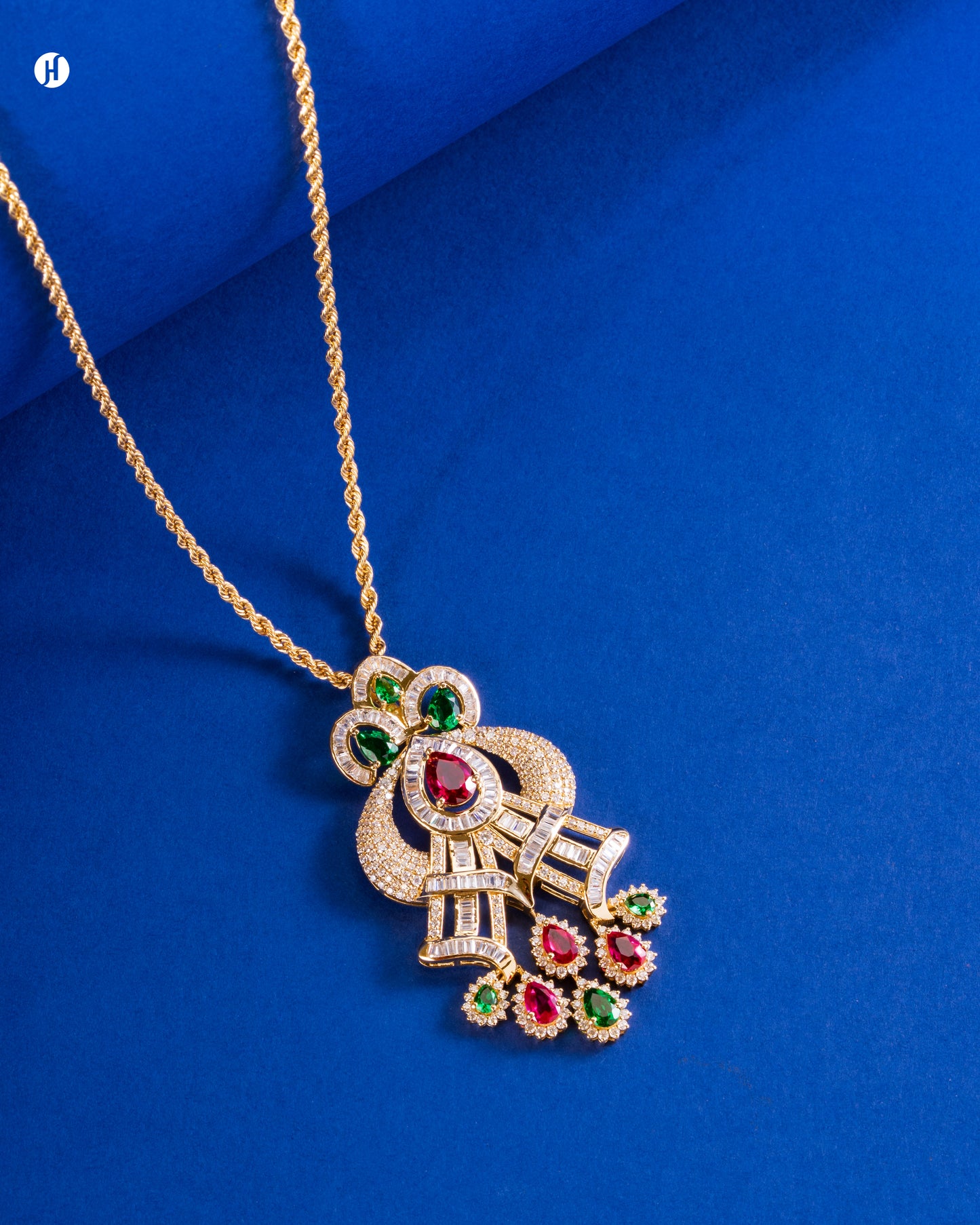 18Karat Yellow Gold Italian Pear Ruby Dangling Pendant For ladies in UAE | online jewellery store