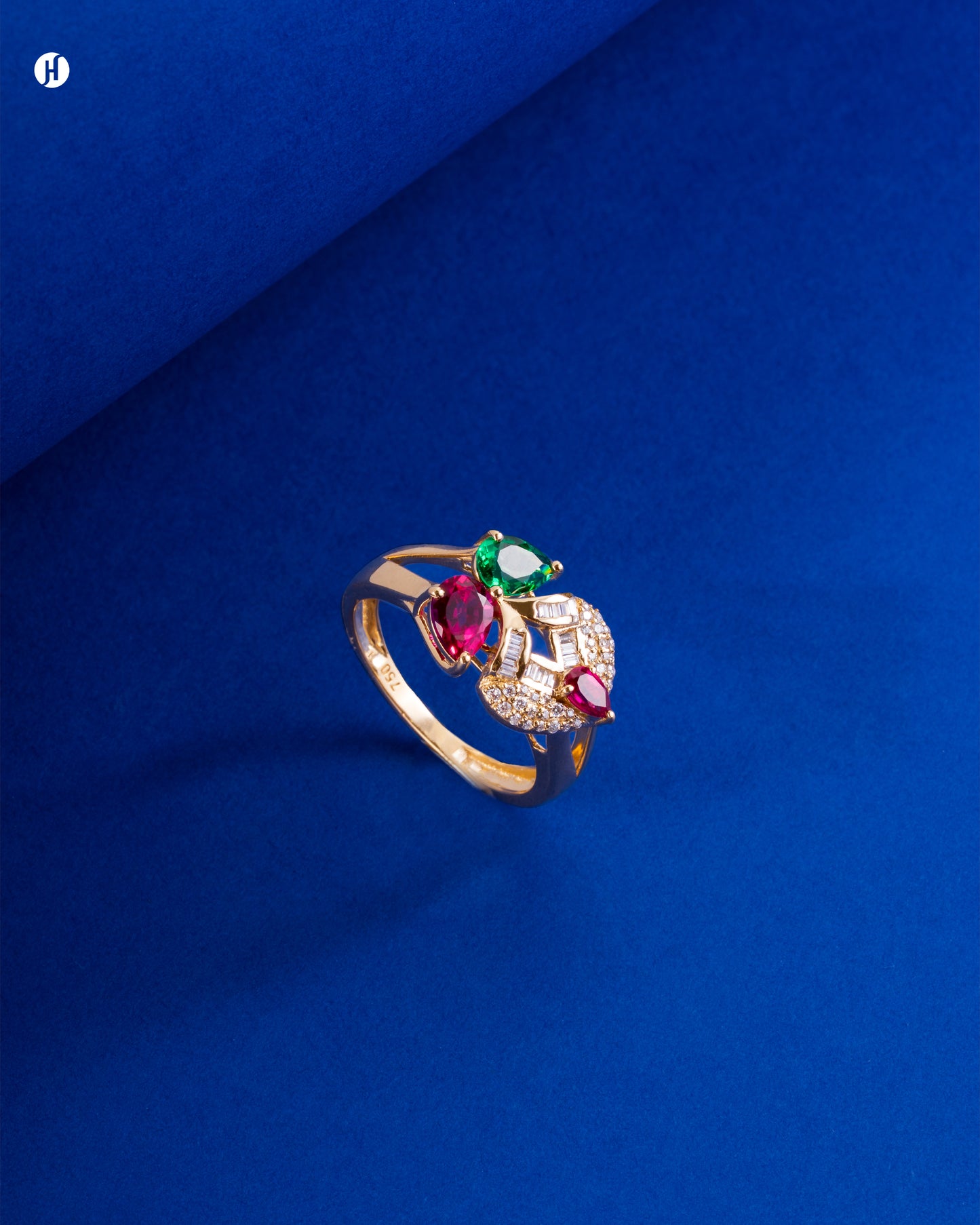 18Karat Yellow Gold Italian Pear Ruby Dangling Rings For ladies in UAE | online jewellery store