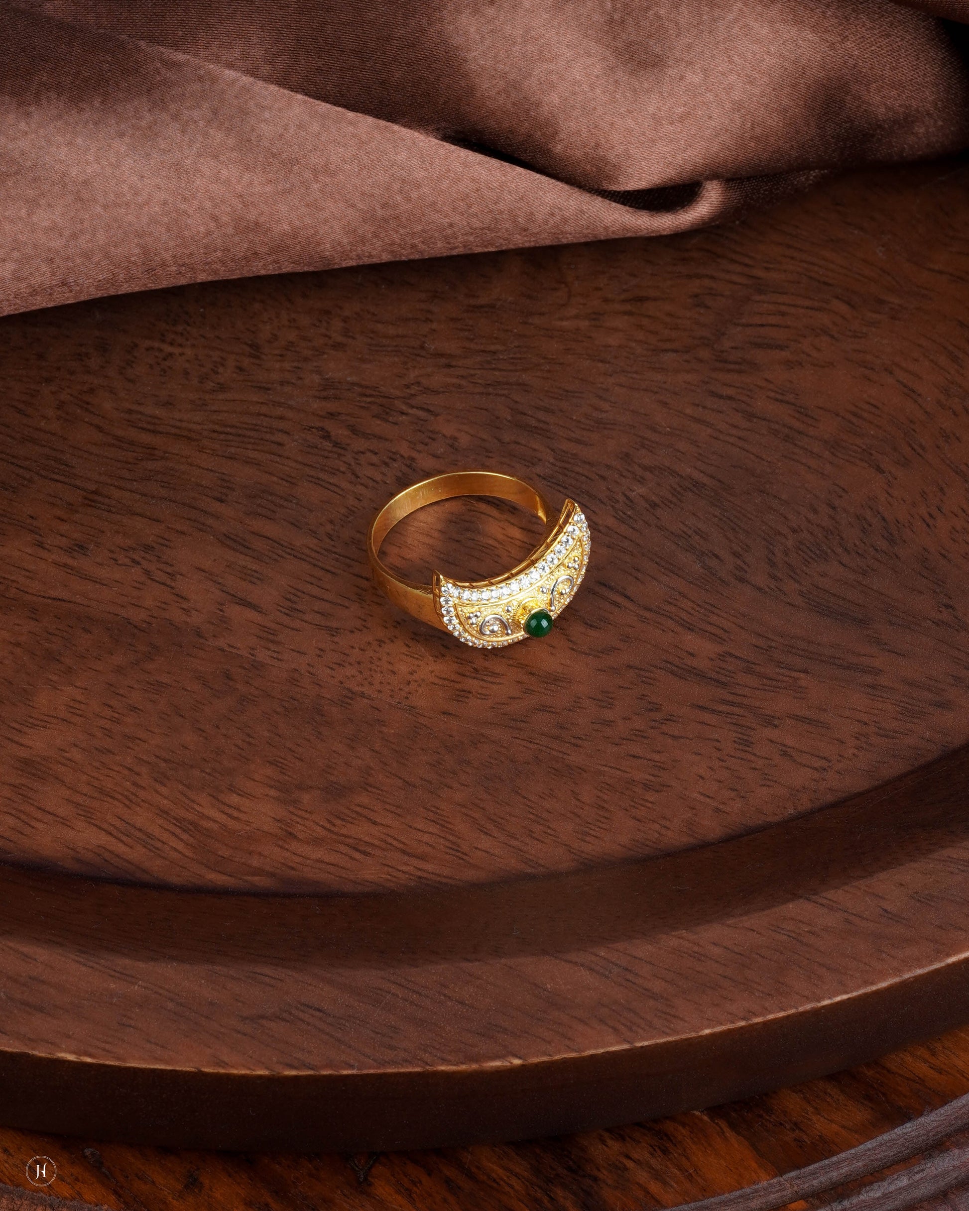 21K Yellow Gold Bahraini Multi-Crescent Shaped Ring | Khaleeji Bridal Jewellery in Dubai, UAE - J.H Jewellers