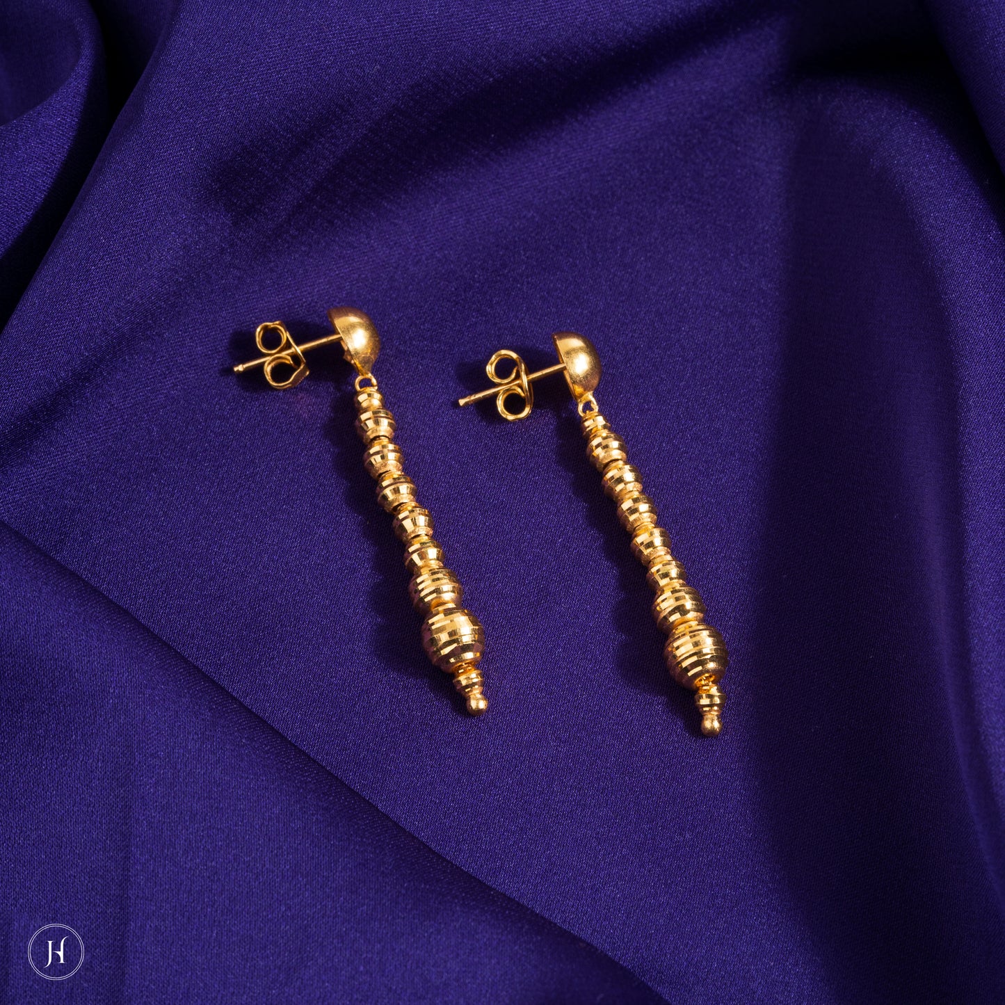 21K Yellow Gold Long Dangling Ball Necklace Set for women | online jewellery store