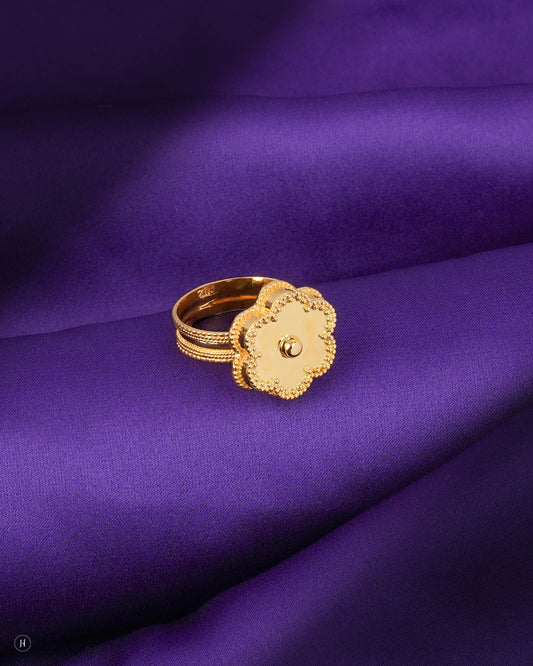 21Karat Yellow Gold Bahraini Layered Flower Ring | Ring price in Dubai