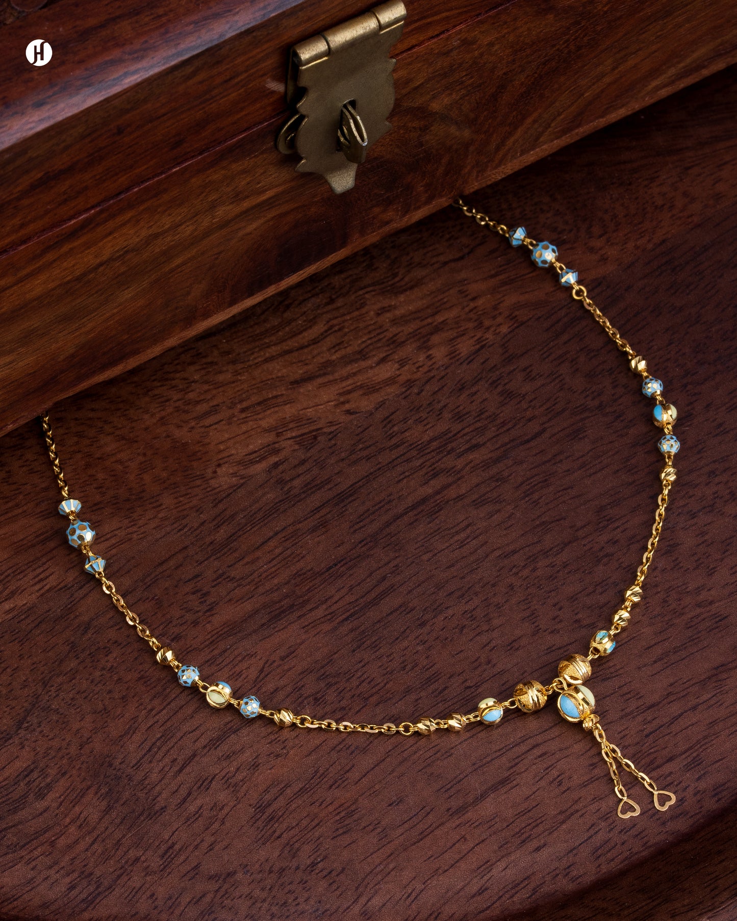 21Karat Yellow Gold Bahraini Bead Drop Necklace Set