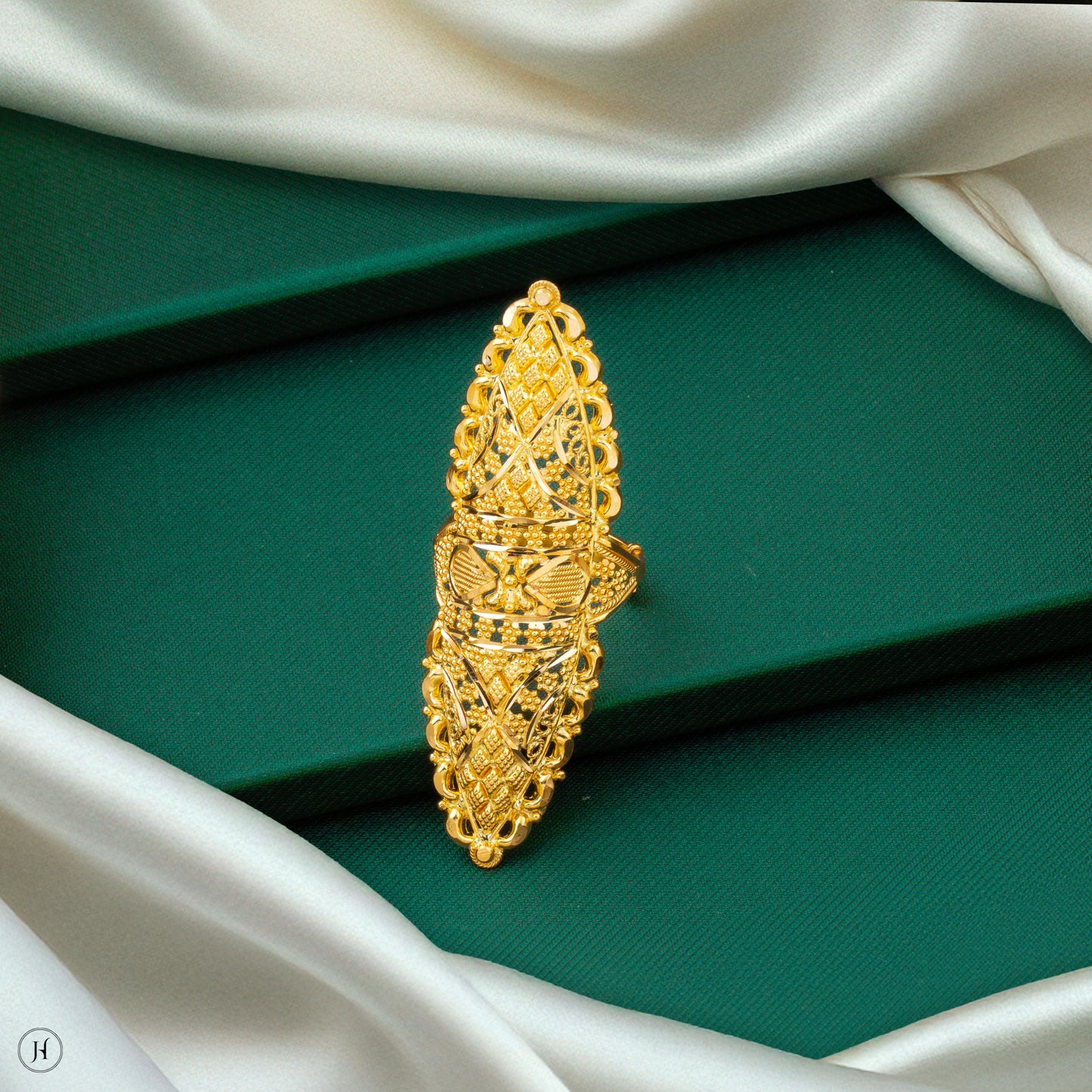22K Yellow Gold Traditional Long Ring for women in dubai,UAE