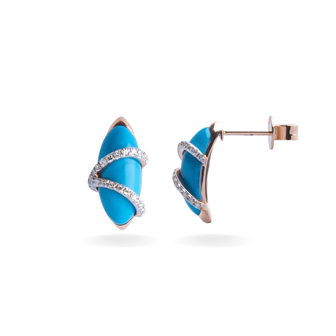 18K Rose Gold Diamond Earring with Turquoise Feroza
"Diamond Jewellery In Dubai
Rose Gold earrings
Diamond Gift For Mother
Diamond Gift For Wife
18K diamond Earrings
18K Rose Gold Earrings