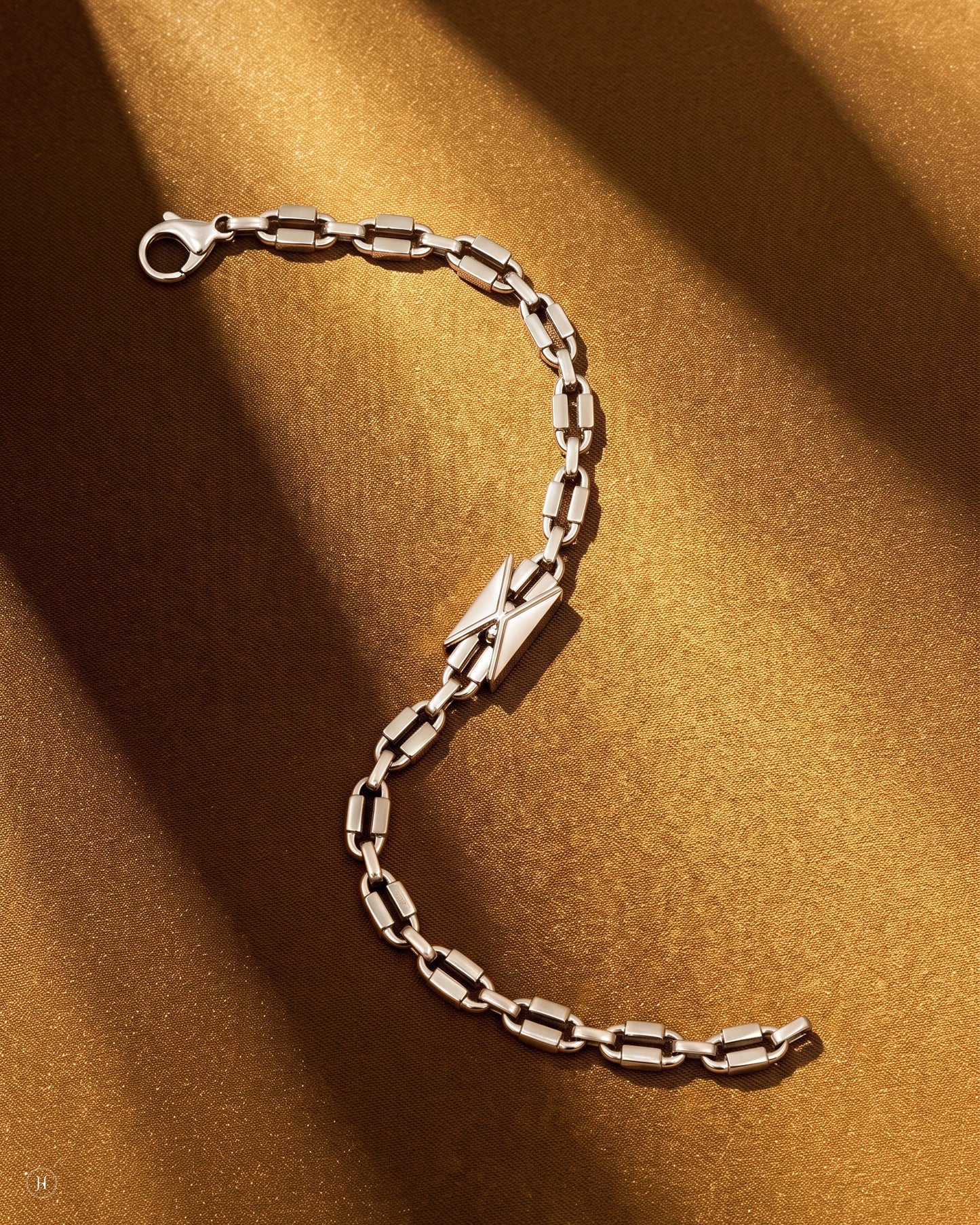 950 Platinum X-Motif Barrel-Link Bracelet
