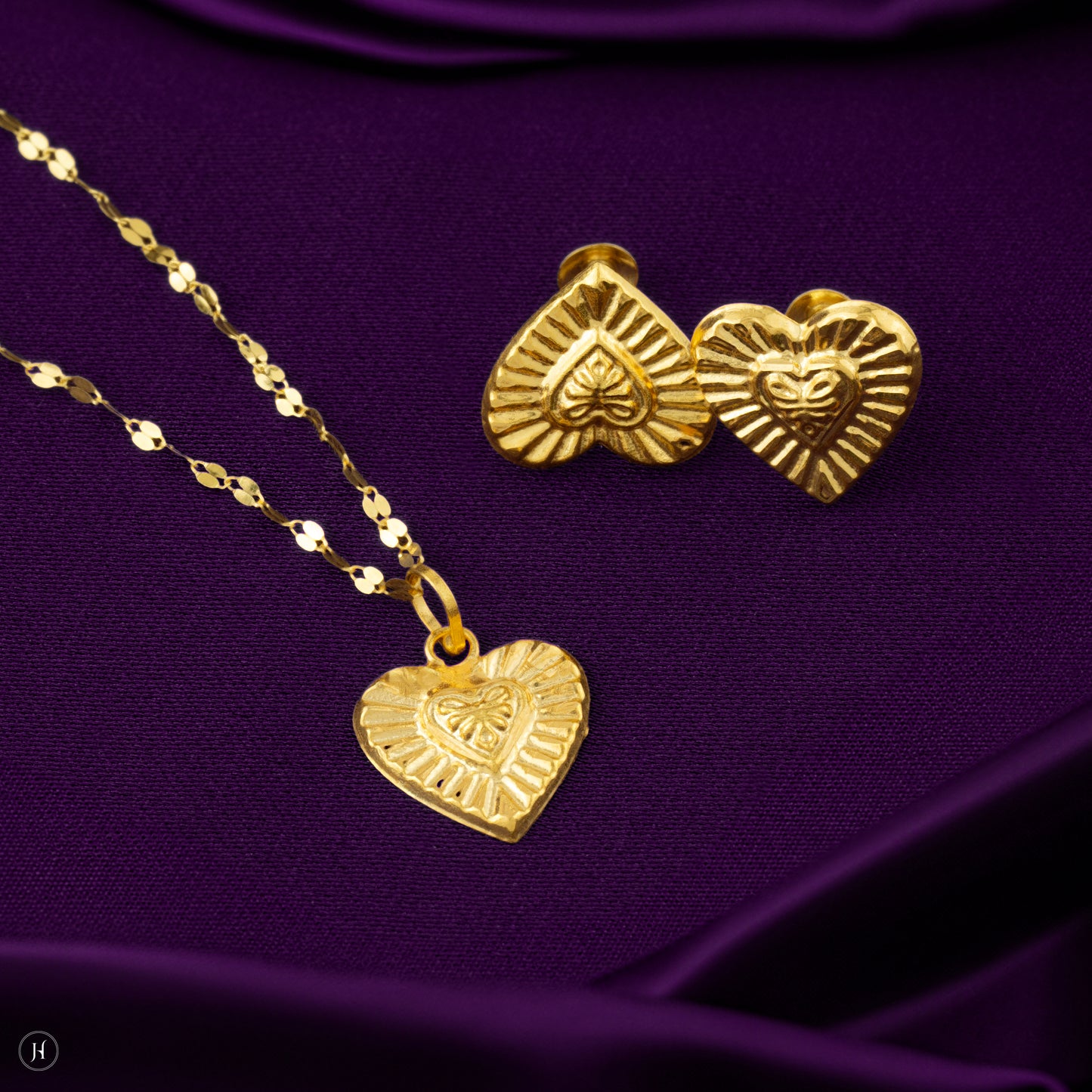 Cute Baby Gift | 18K Pure Gold Baby Heart In Heart Pendant Set In UAE