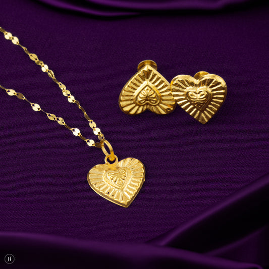 Cute Baby Gift | 18K Pure Gold Baby Heart In Heart Pendant Set In UAE