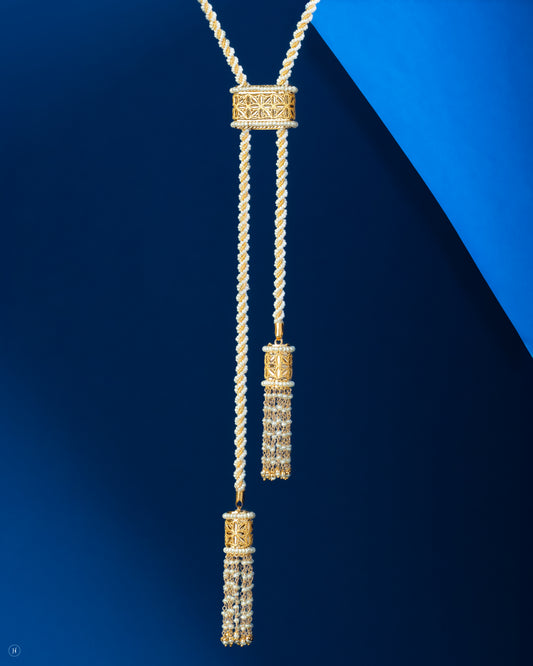 21K Yellow Gold Bahraini Pearl-Rope Necklace Set