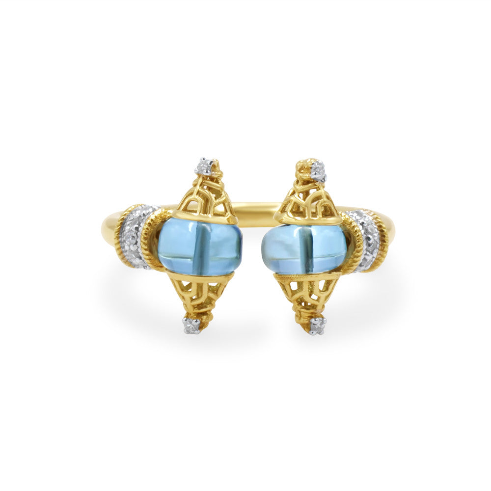 Blue Topaz Cuff Ring - Top view
Blue Topaz
Gold Ring in dubai