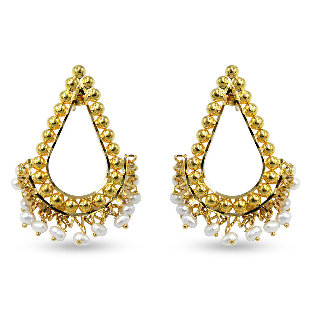 21K yellow gold Bahraini Pearl tear drop push back earrings