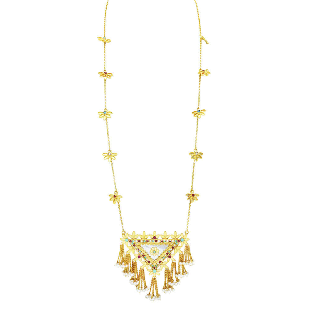 21K Yellow Gold Bahraini Emblem Opera Necklace