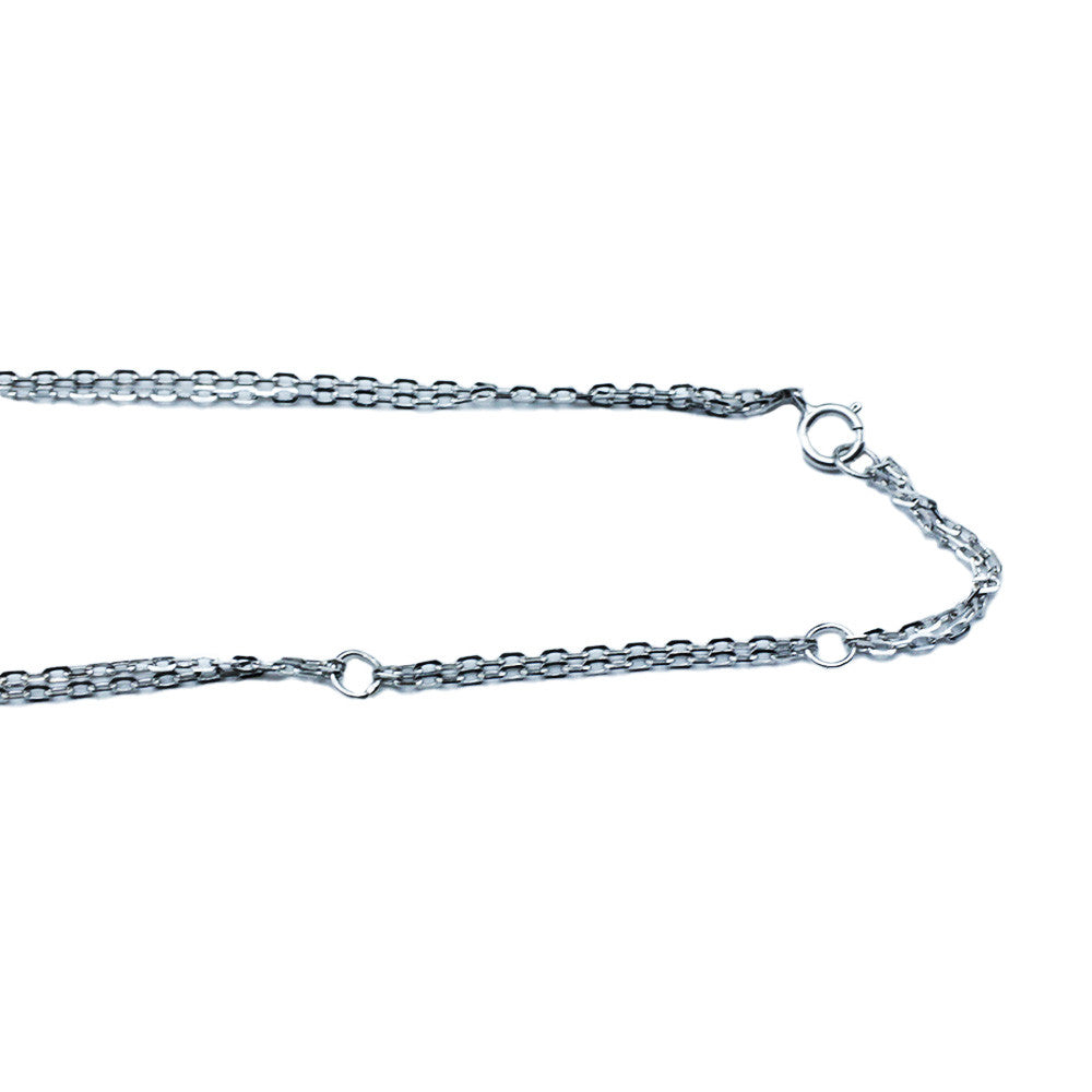 Spring ring clasp on 18K white gold Italian Rose Quartz opera necklace