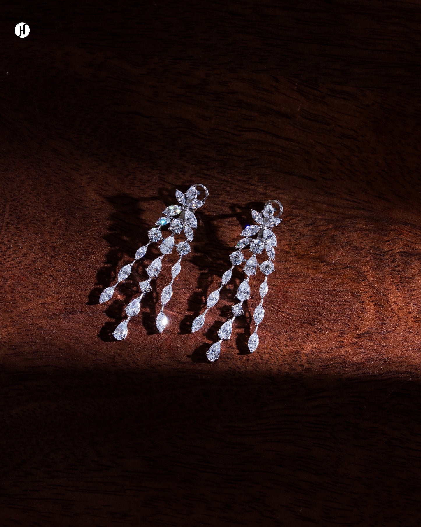 18K White Gold Italian Waterfall Princess Necklace Set