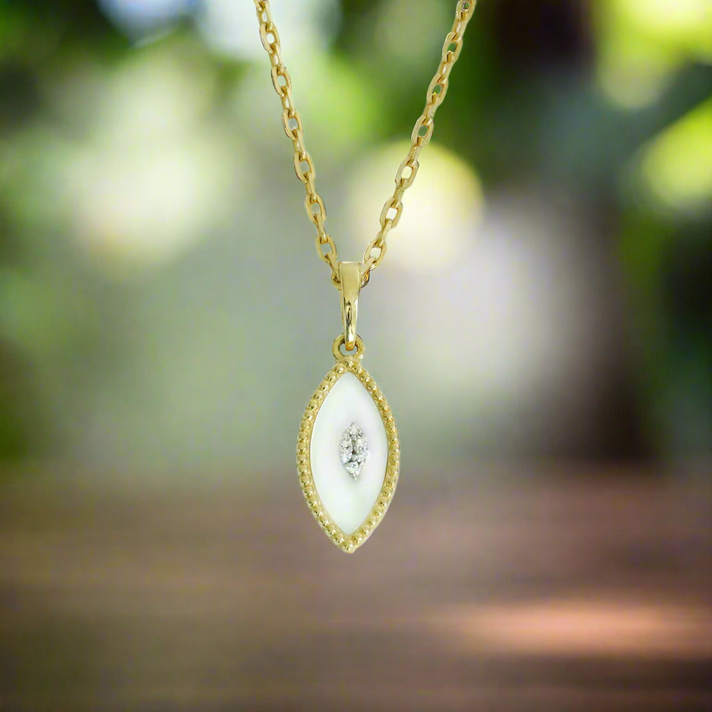 18K Yellow Gold Marquise Diamond Pendant