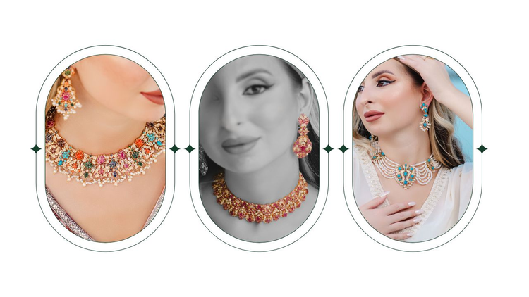 21K Yellow Gold Pakistani Necklaces Jewelry for Women In Dubai | UAE | Khaleeji women jewellery