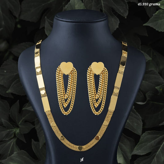 21K Yellow Gold Bahraini Heart Necklace Set