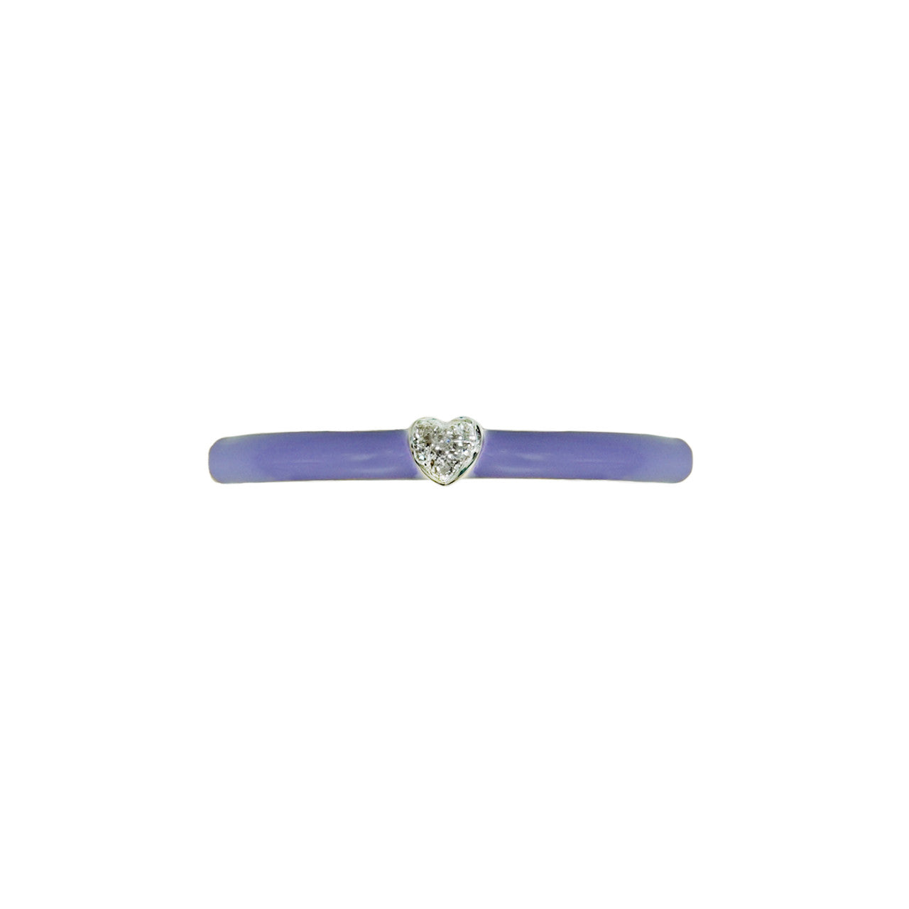 18K Rose Gold Lavender Enamel Heart Diamond  Ring