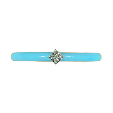 18K Yellow Gold Pale Blue Enamel Diamond Ring