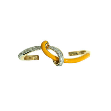 18K Yellow Gold Elegant Yellow Enamel Diamond Ring