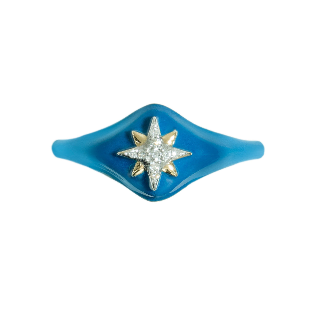 18K Rose Gold Dark Blue Enamel Diamond Ring