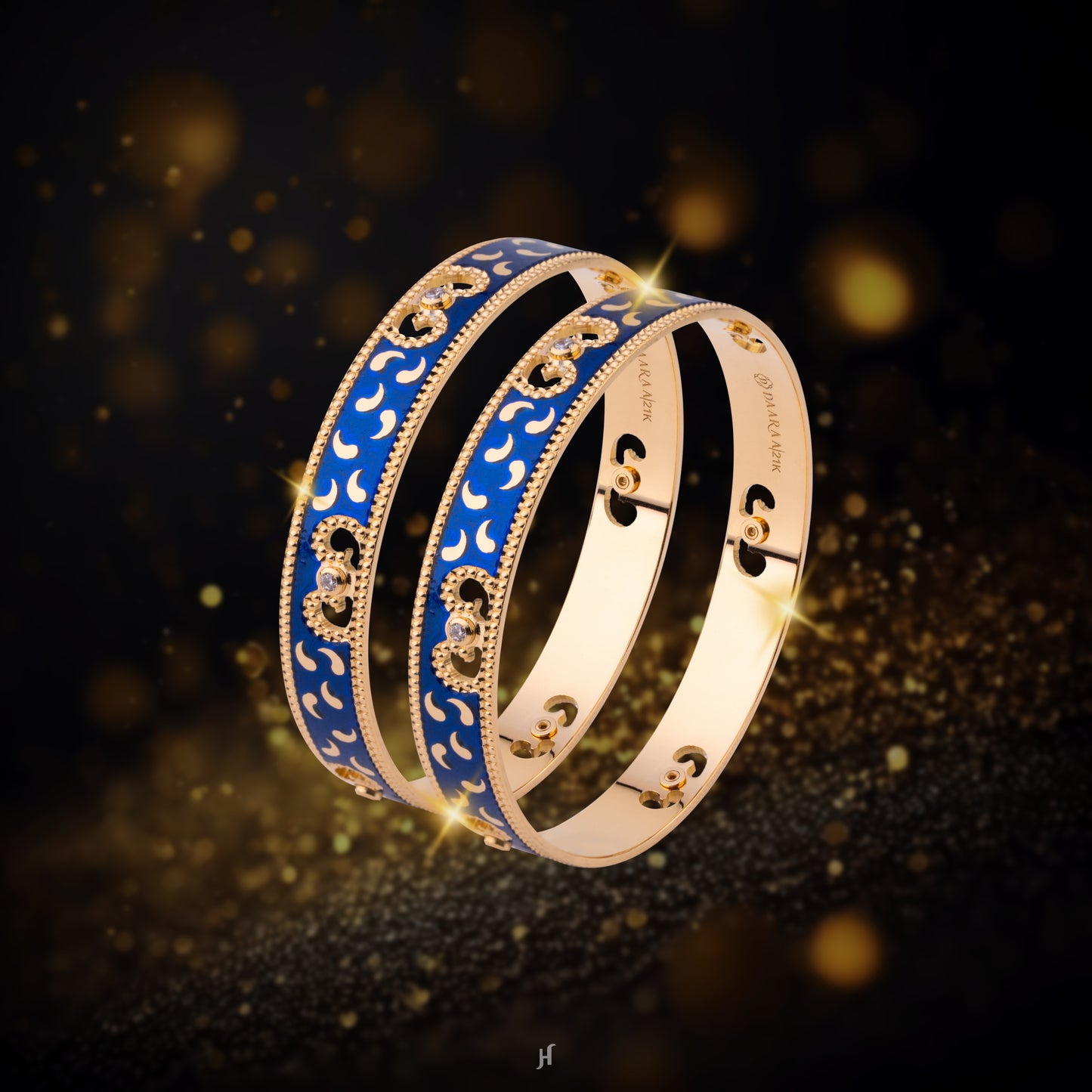 21K Yellow Gold AU Finja Royal Blue Baby Bangle