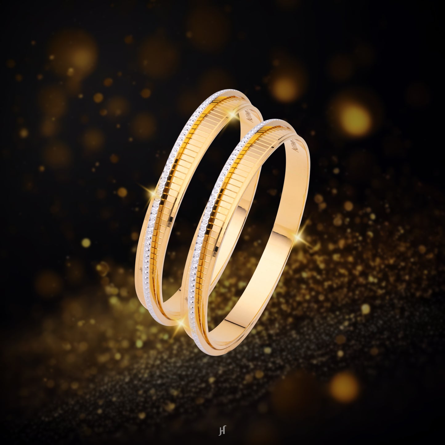 21K Yellow Gold AU Finja Rhodium Baby Bangle