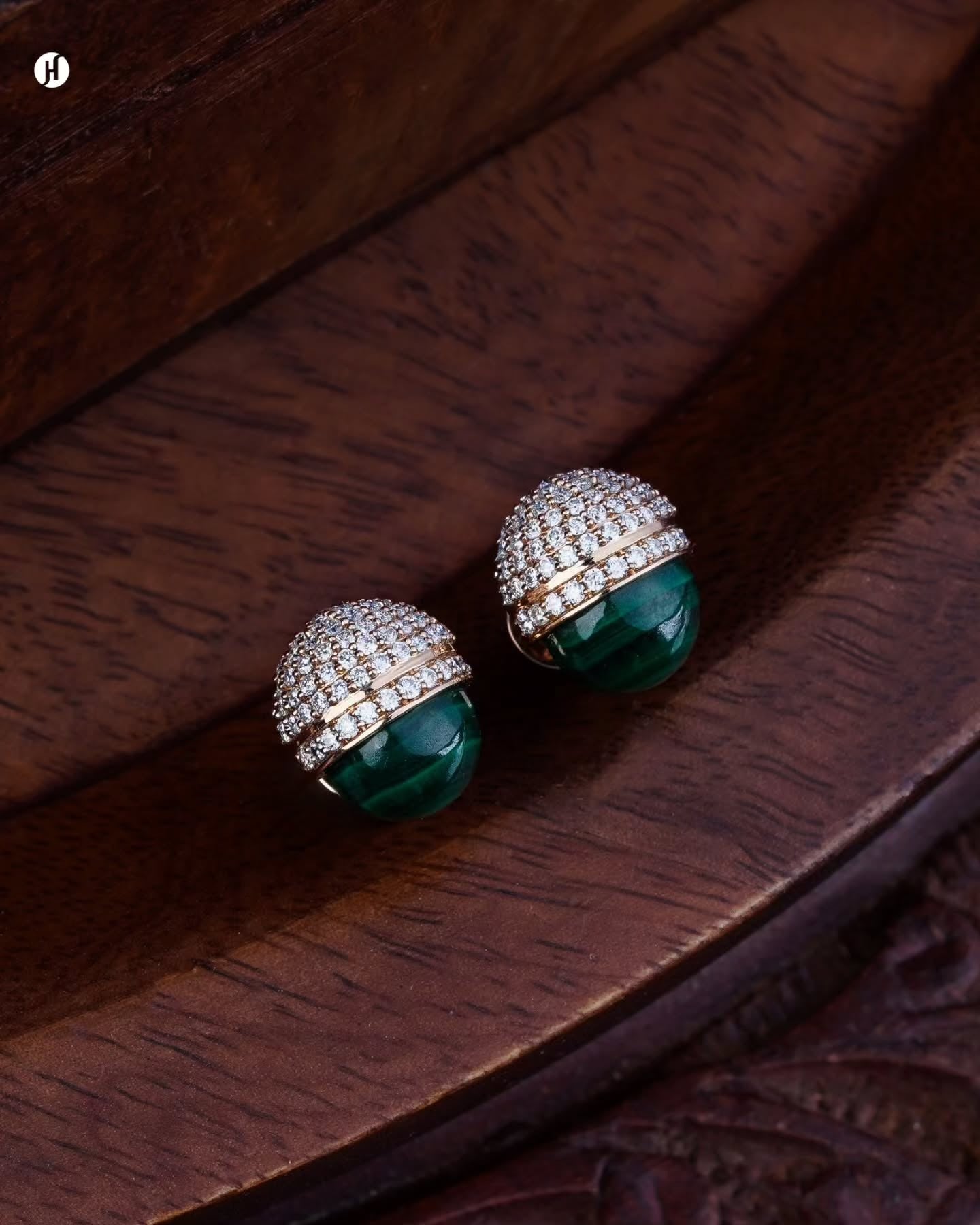18-Karat Italian Rose Gold Malachite & Moissanite Celeste Earrings |  perfect for parties, festivals, and special occasions, making a luxurious statement for Khaleeji and Emirati women.