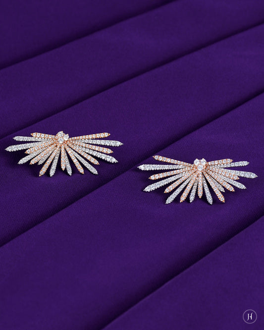 18K White Rose Gold Firework Earring with Zirconia