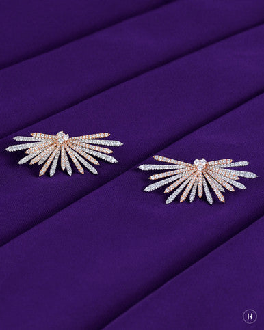 18K White Rose Gold Italian Firework Zircon Earrings