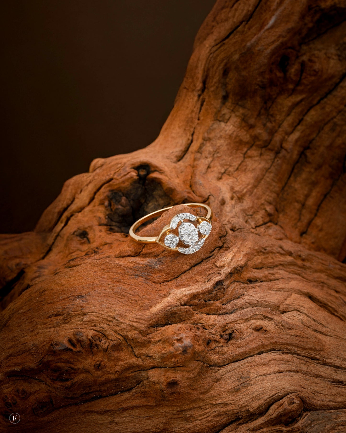 18Karat Italian Rose Gold Floral Diamond Ring