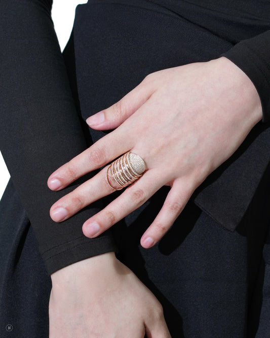 18Karat Rose Gold Italian Layered Spiral Swing Statement Ring | Ring Price for Ladies in UAE