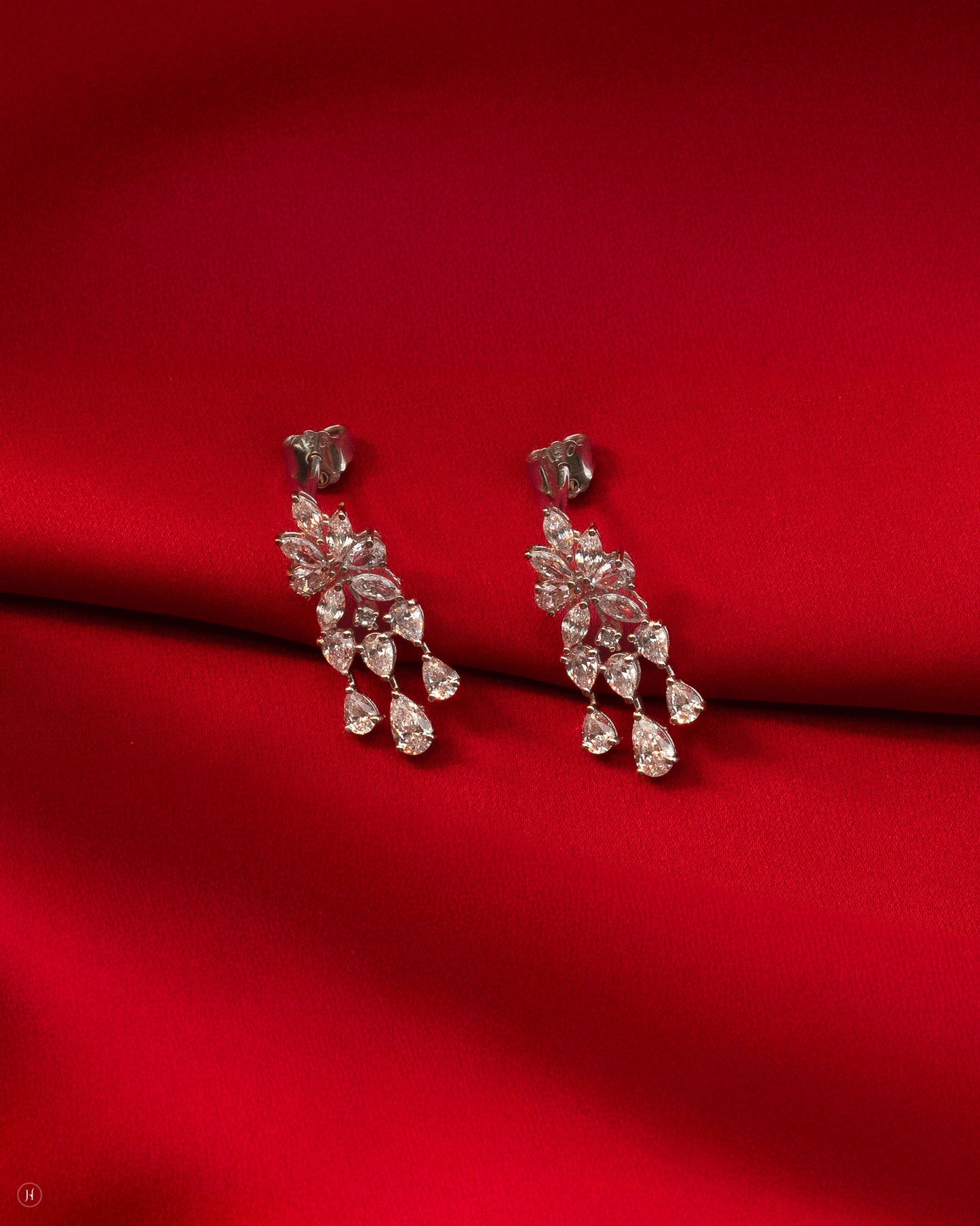 18Karat White Gold Italian Marquise & Pear Zircon Bridal Earrings for Khaleeji women in Dubai, UAE