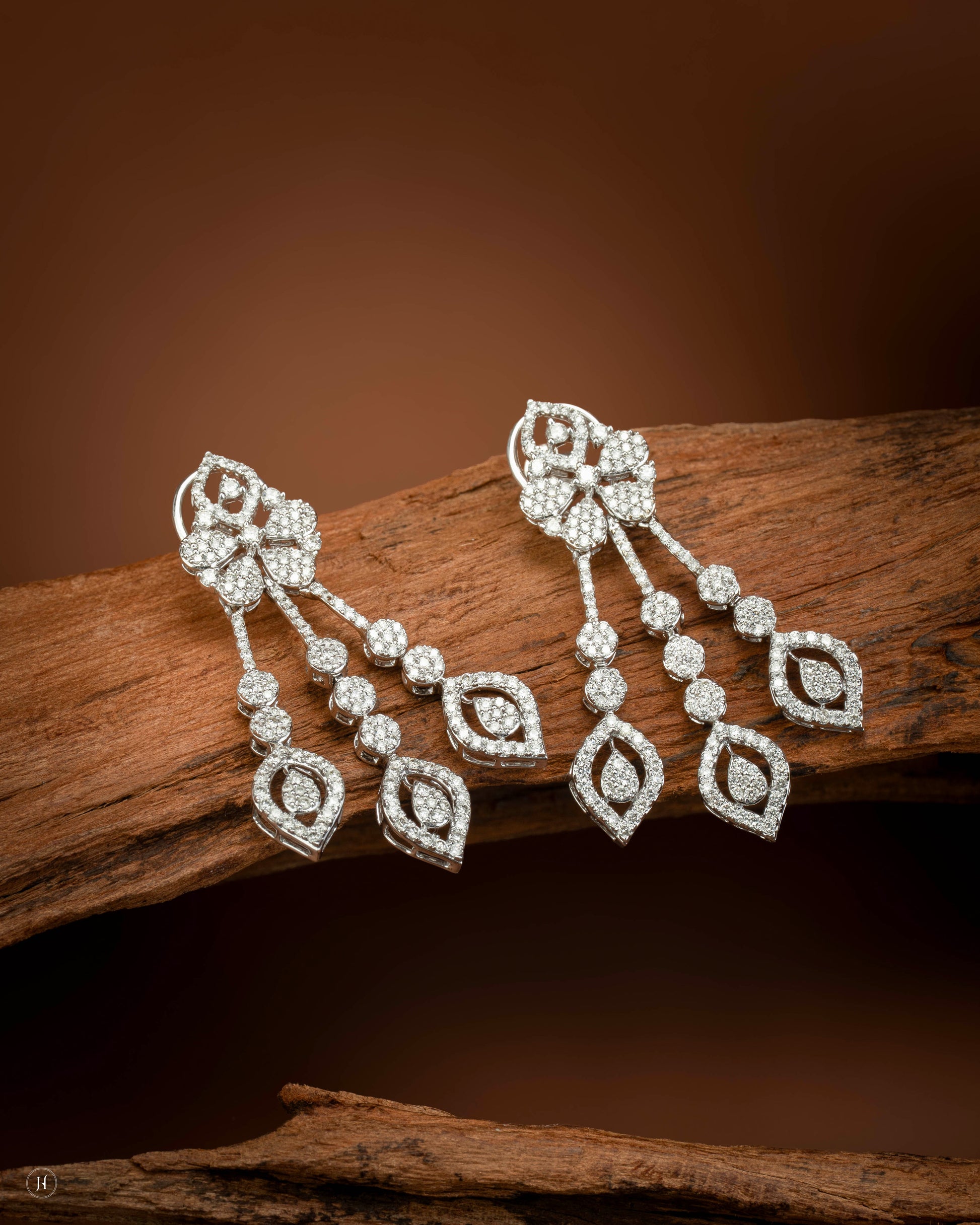 18Karat White Gold Petal Motifs Diamond Earrings | Bridal Diamond Earrings