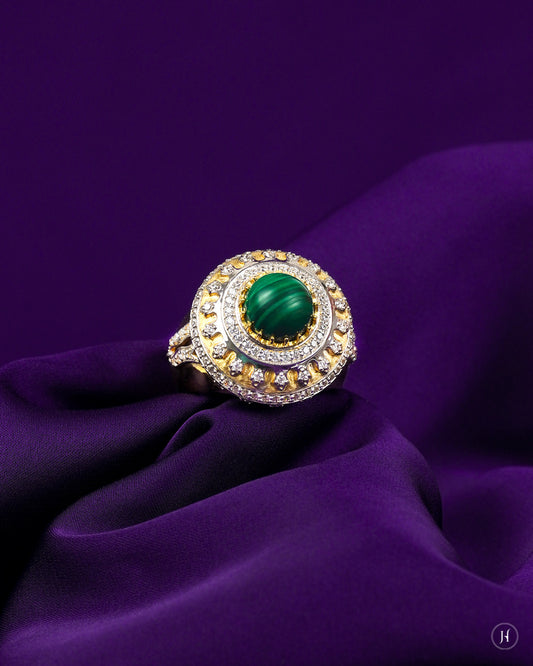 18K Yellow Gold Khaleeji Green Statement Ring