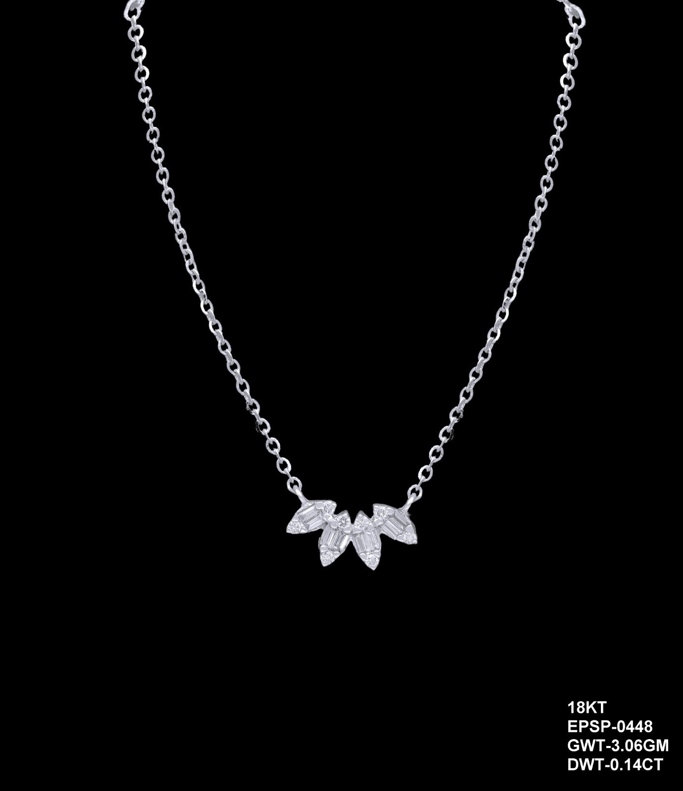 18K white gold diamond lotus pendant necklace for ladies — everyday and party wear jewelry, ideal gift, Dubai UAE