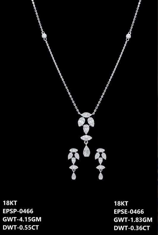 18K white gold diamond marquise-drop necklace and earrings set, ideal for evening and party wear