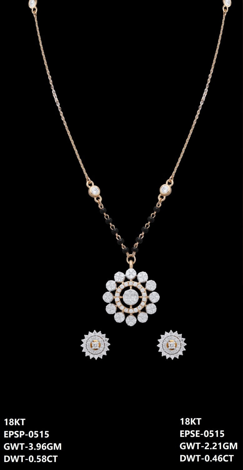 18K Italian yellow gold diamond floral necklace set with black beads, daily wear jewellery from J.H. Jewellers, Dubai UAE.