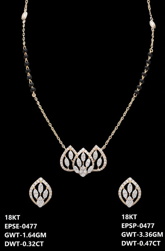 18K yellow gold diamond lotus necklace set with black beads, ideal for daily wear