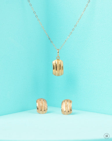 18K Yellow Gold Stripped Baby Necklace Set