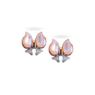 18K Rose Gold Pink Bow Diamond Earrings