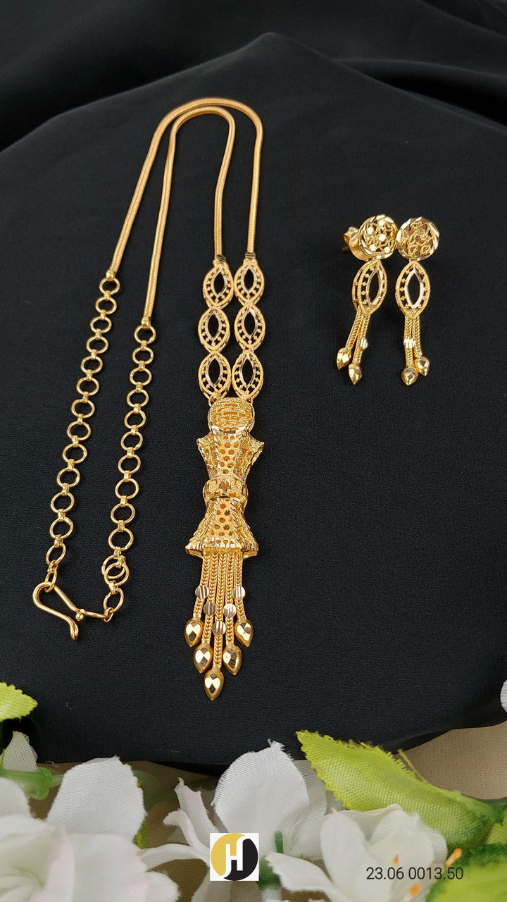 21K Yellow Gold Khaleeji Lite Bow Necklace Set