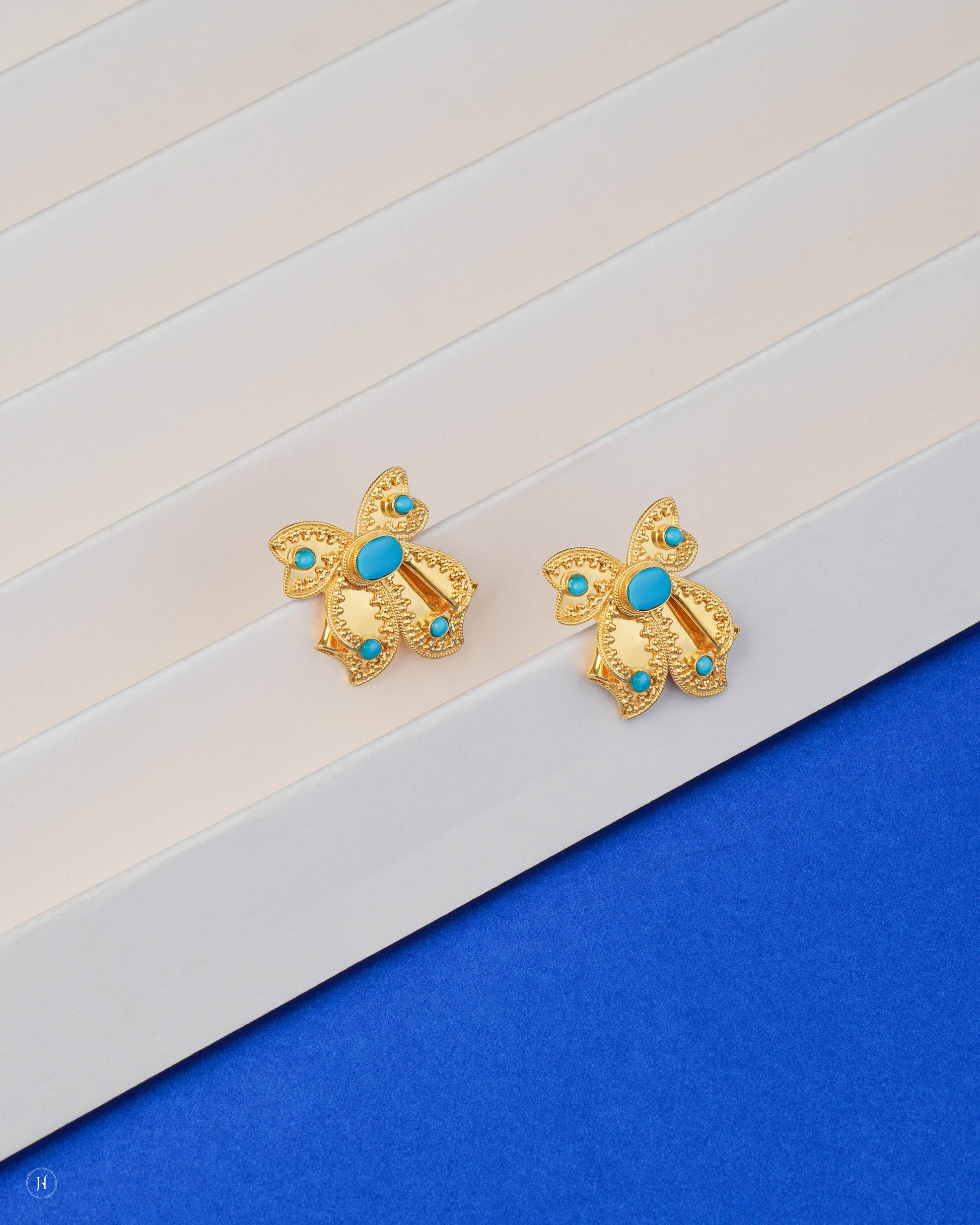21-Karat Yellow Gold Bahraini Butterfly Design Earring | Online jewellery store for Khaleeji women in UAE - J.H Jewellers