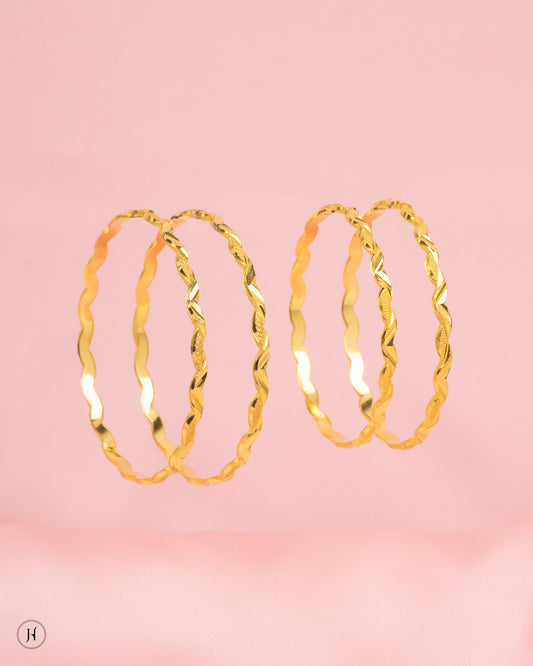 21K Yellow Gold Zig-Zag Shiny Bangles