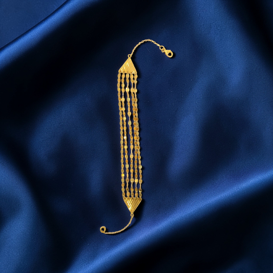 21K Yellow Gold Bahraini Bead-linked Chain Bracelet | Lightweight jewellery gift | سوار من الذهب الأصفر عيار 21 قيراطًا بتصميم سلسلة خرز بحرينية | هدية مجوهرات خفيفة الوزن