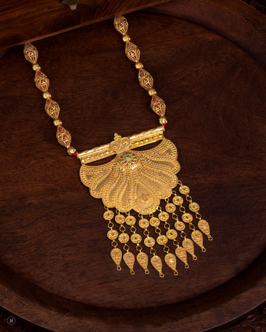 21K Yellow Gold Bahraini Traditional Pendant Mala